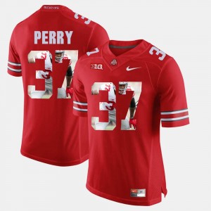 Joshua Perry College Jersey Pictorial Fashion Ohio State Buckeye Scarlet #37 For Men's