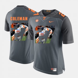 University Of Tennessee Justin Coleman College Jersey Grey #27 For Men Pictorial Fashion