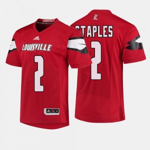 Red Louisville Cardinal Jamari Staples College Jersey #2 Men's Football