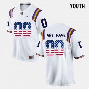 White US Flag Fashion For Kids College Customized Jerseys #00 LSU
