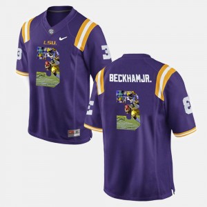 Mens Odell Beckham Jr College Jersey Purple #3 Tigers Player Pictorial