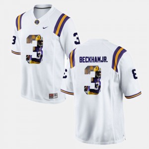 Louisiana State Tigers For Men's White #3 Player Pictorial Odell Beckham Jr College Jersey