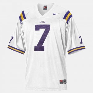 Football For Kids White #7 LSU Patrick Peterson College Jersey