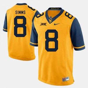 West Virginia Mountaineers Alumni Football Game Gold Marcus Simms College Jersey For Men #8