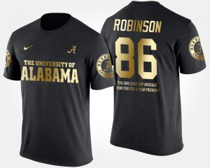 Black Short Sleeve With Message A'Shawn Robinson College T-Shirt Bama Men's Gold Limited #86