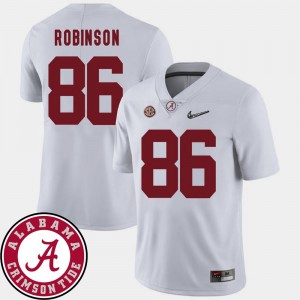 Football #86 A'Shawn Robinson College Jersey Alabama Roll Tide Men's 2018 SEC Patch White