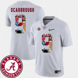Alabama Roll Tide White Pictorial Fashion Football Bo Scarbrough College Jersey For Men's #9