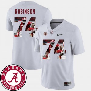 #74 Alabama Roll Tide For Men White Cam Robinson College Jersey Pictorial Fashion Football