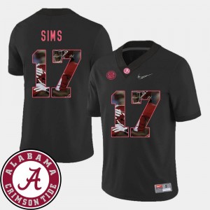 #17 Football Pictorial Fashion Bama Mens Black Cam Sims College Jersey