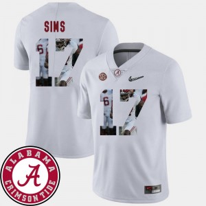 For Men Pictorial Fashion Bama Cam Sims College Jersey #17 Football White