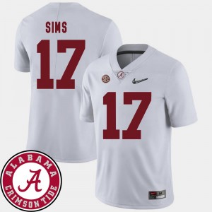 2018 SEC Patch Football Mens White Alabama Cam Sims College Jersey #17