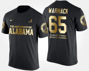 For Men's Black Chance Warmack College T-Shirt Bama Short Sleeve With Message #65 Gold Limited