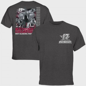 College T-Shirt Alabama Roll Tide Bowl Game For Men Football Playoff 2017 National Champions Pride Charcoal