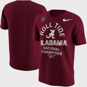 Bowl Game College T-Shirt For Men's Alabama Roll Tide Football Playoff 2017 National Champions Celebration Victory Crimson