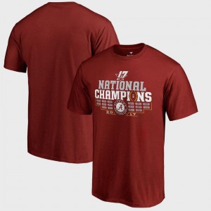 For Men's Bowl Game College T-Shirt Alabama Crimson Tide Crimson Football Playoff 2017 National Champions Multi Kick