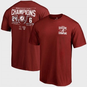 Men's Crimson College T-Shirt Football Playoff 2018 Sugar Bowl Champions Fullback Score Bowl Game Bama