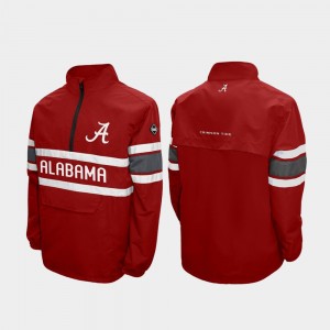 Men's Bama College Jacket Quarter-Zip Alpha Windshell Pullover Crimson