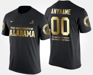 College Customized T-Shirt Black For Men's Bama Short Sleeve With Message #00 Gold Limited