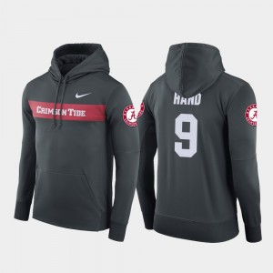 Da'Shawn Hand College Hoodie Bama Sideline Seismic #9 Anthracite Football Performance For Men's