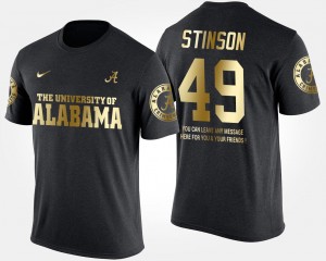 Men's Black Ed Stinson College T-Shirt Bama Short Sleeve With Message #49 Gold Limited