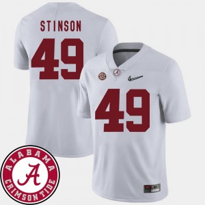For Men's Ed Stinson College Jersey White Alabama Crimson Tide Football 2018 SEC Patch #49