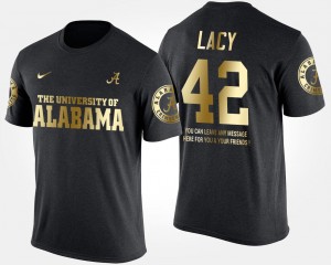 University of Alabama Short Sleeve With Message Mens Eddie Lacy College T-Shirt Gold Limited #42 Black