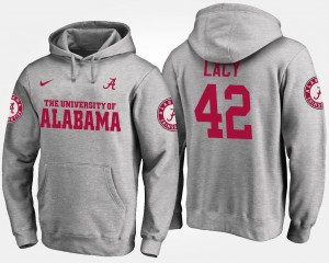 Eddie Lacy College Hoodie #42 Gray For Men's Alabama Roll Tide