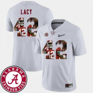 Men's Football Alabama Crimson Tide Pictorial Fashion Eddie Lacy College Jersey #42 White