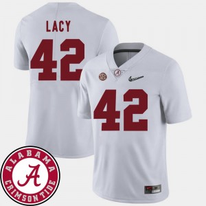 Bama Eddie Lacy College Jersey White For Men's #42 2018 SEC Patch Football