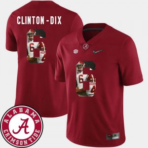 Football #6 Pictorial Fashion Alabama Ha Ha Clinton-Dix College Jersey Men's Crimson