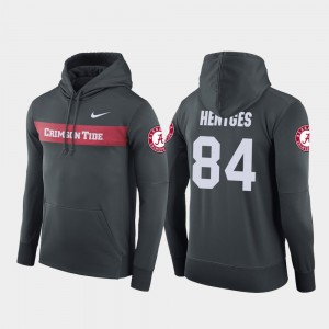 Hale Hentges College Hoodie University of Alabama Football Performance #84 Sideline Seismic Anthracite For Men's
