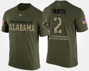 Short Sleeve With Message Military Jalen Hurts College T-Shirt #2 Alabama Camo For Men's