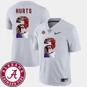 Bama Jalen Hurts College Jersey White #2 Pictorial Fashion For Men's Football