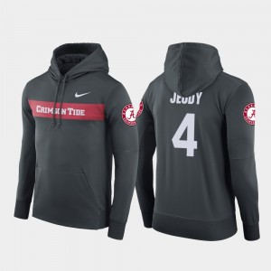 Football Performance Jerry Jeudy College Hoodie Men Anthracite #4 Alabama Roll Tide Sideline Seismic