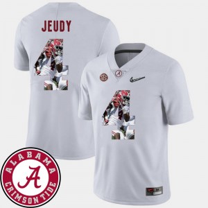 Jerry Jeudy College Jersey University of Alabama #4 White Pictorial Fashion Football Mens