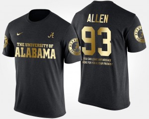 Mens Short Sleeve With Message #93 Gold Limited Jonathan Allen College T-Shirt Black Alabama