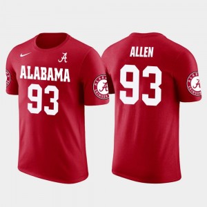 Jonathan Allen College T-Shirt Future Stars Washington skins Football For Men's Red #93 Alabama
