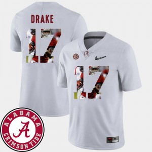 #17 Alabama Crimson Tide Football White Pictorial Fashion For Men's Kenyan Drake College Jersey