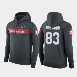 Men's Sideline Seismic Anthracite #83 Kevin Norwood College Hoodie Football Performance Roll Tide