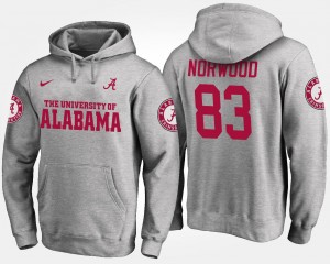 Gray For Men's Bama #83 Kevin Norwood College Hoodie