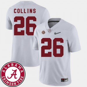 #26 2018 SEC Patch Alabama Roll Tide For Men Landon Collins College Jersey White Football