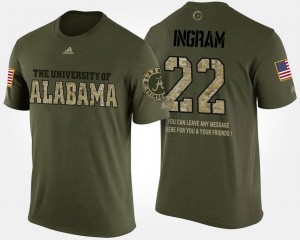 Mark Ingram College T-Shirt Camo Military #22 Alabama Crimson Tide Short Sleeve With Message For Men