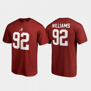 Legends #92 Quinnen Williams College T-Shirt Crimson Name & Number For Men Alabama