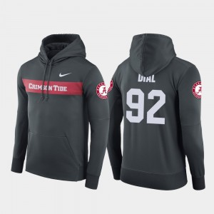 Quinton Dial College Hoodie Anthracite For Men Football Performance Alabama #92 Sideline Seismic