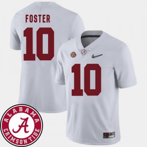 Alabama Crimson Tide Reuben Foster College Jersey Football White For Men's #10 2018 SEC Patch