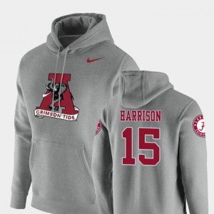 Men's Pullover Vault Logo Club #15 Ronnie Harrison College Hoodie Roll Tide Heathered Gray