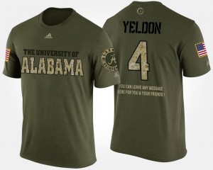 Camo Military Men's T.J. Yeldon College T-Shirt Alabama #4 Short Sleeve With Message