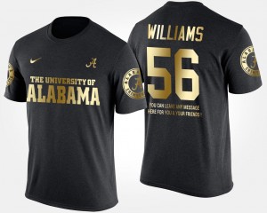 Tim Williams College T-Shirt Short Sleeve With Message Alabama Roll Tide #56 Black Men Gold Limited