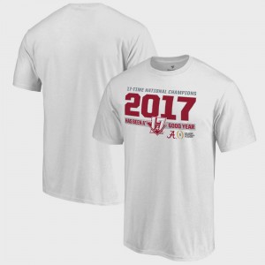 White Bowl Game For Men's College T-Shirt University of Alabama Football Playoff 2017 National Champions Offside