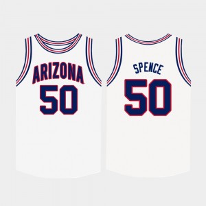 Mens White UofA Alec Spence College Jersey Basketball #50